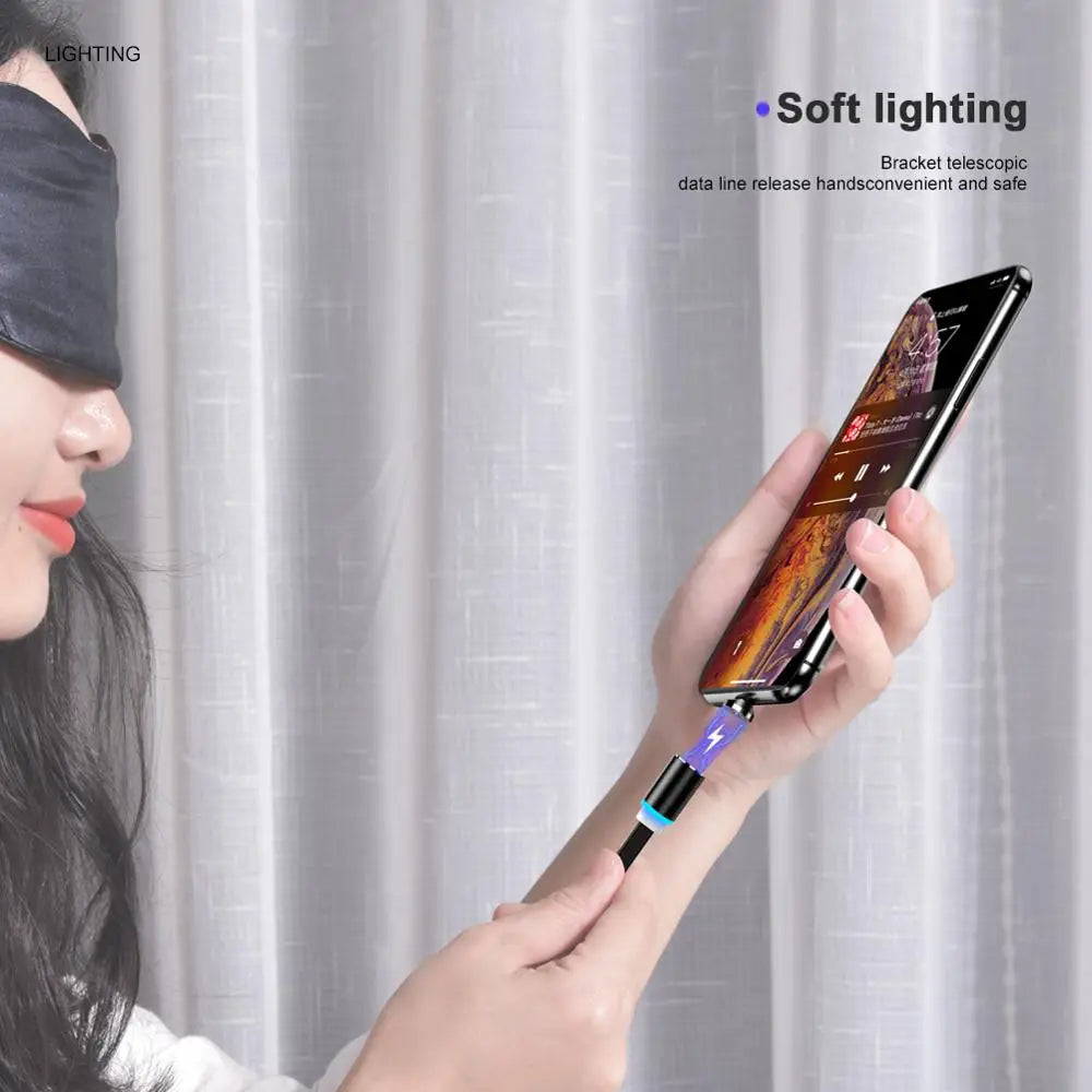 3 in 1 USB Cable Type C Magnetic Charger Micro USB Lightning Fast Charging Line Portable Cable