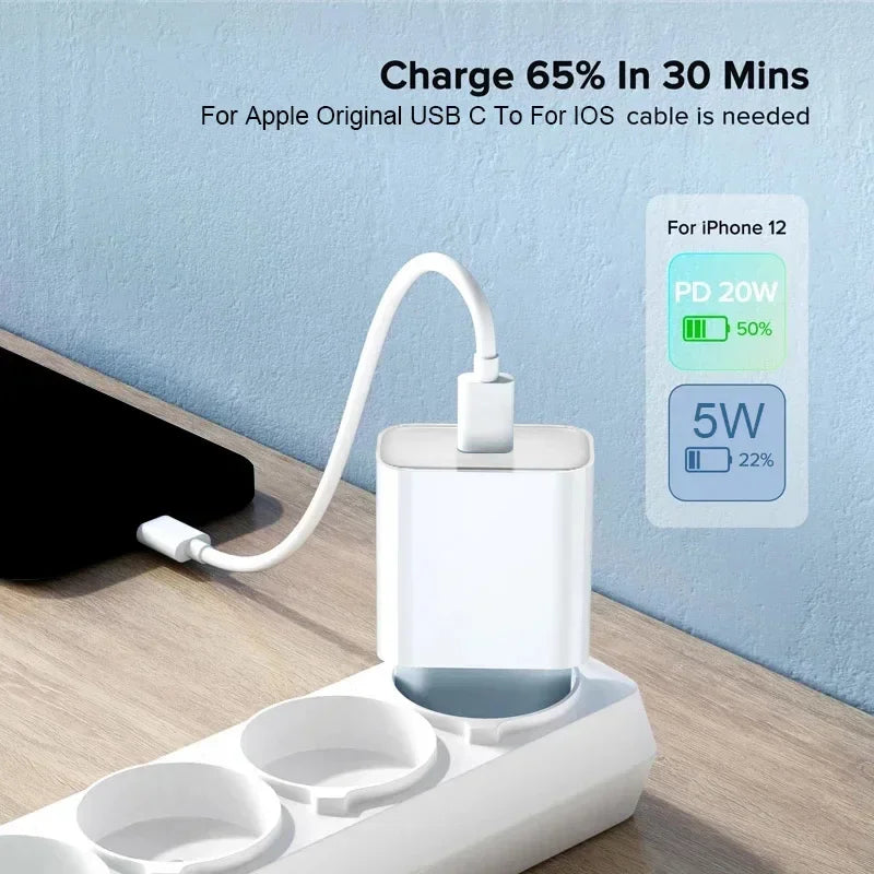 20W Fast Charger For iPhone 13 mini 12 11 pro 14 Pro Max Plus X XR XS USB Type C Fast Charging Charger Cable Accessories