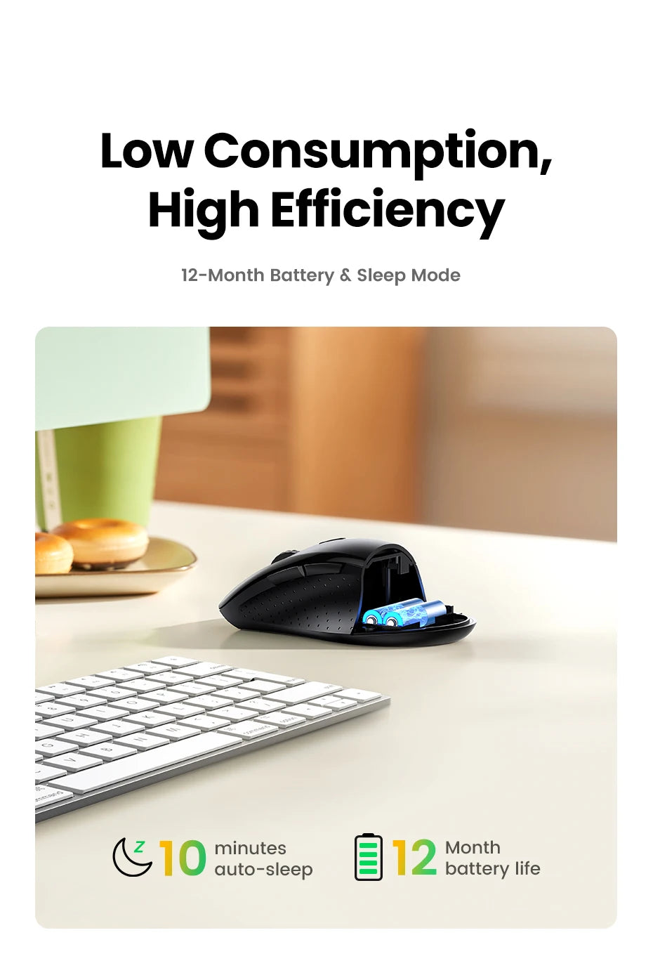 【NEW】UGREEN Wireless Mouse for Computer 1600DPI Silent Mouse with 2.4GHz USB Receiver for PC MacBook Tablet Laptop