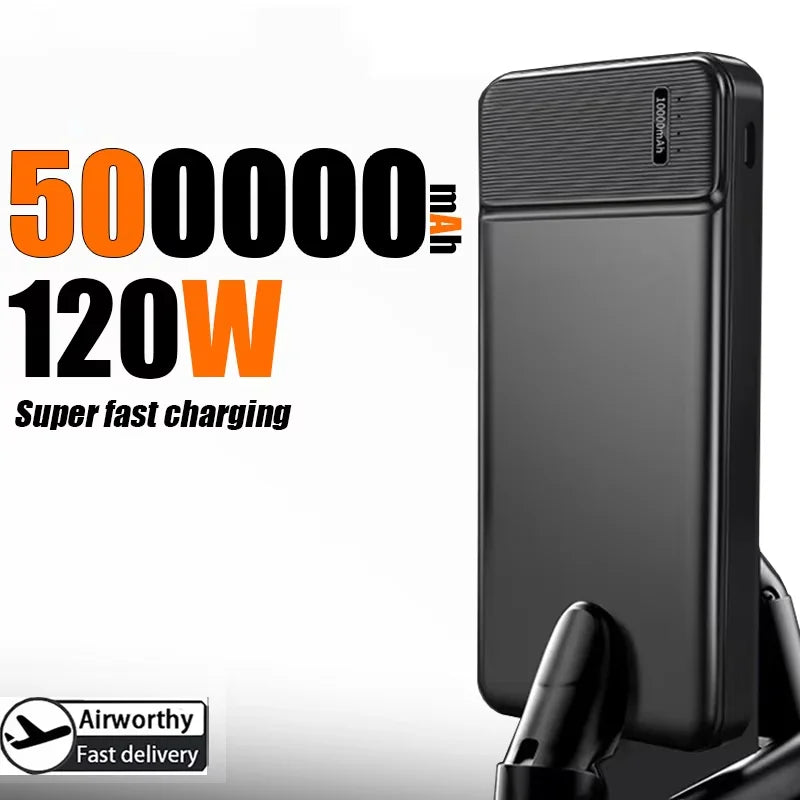 50000mAh 120W Power Bank 12W Portable Fast Charger External Battery PowerBank Capacity PowerBank Bidirectional fast charging