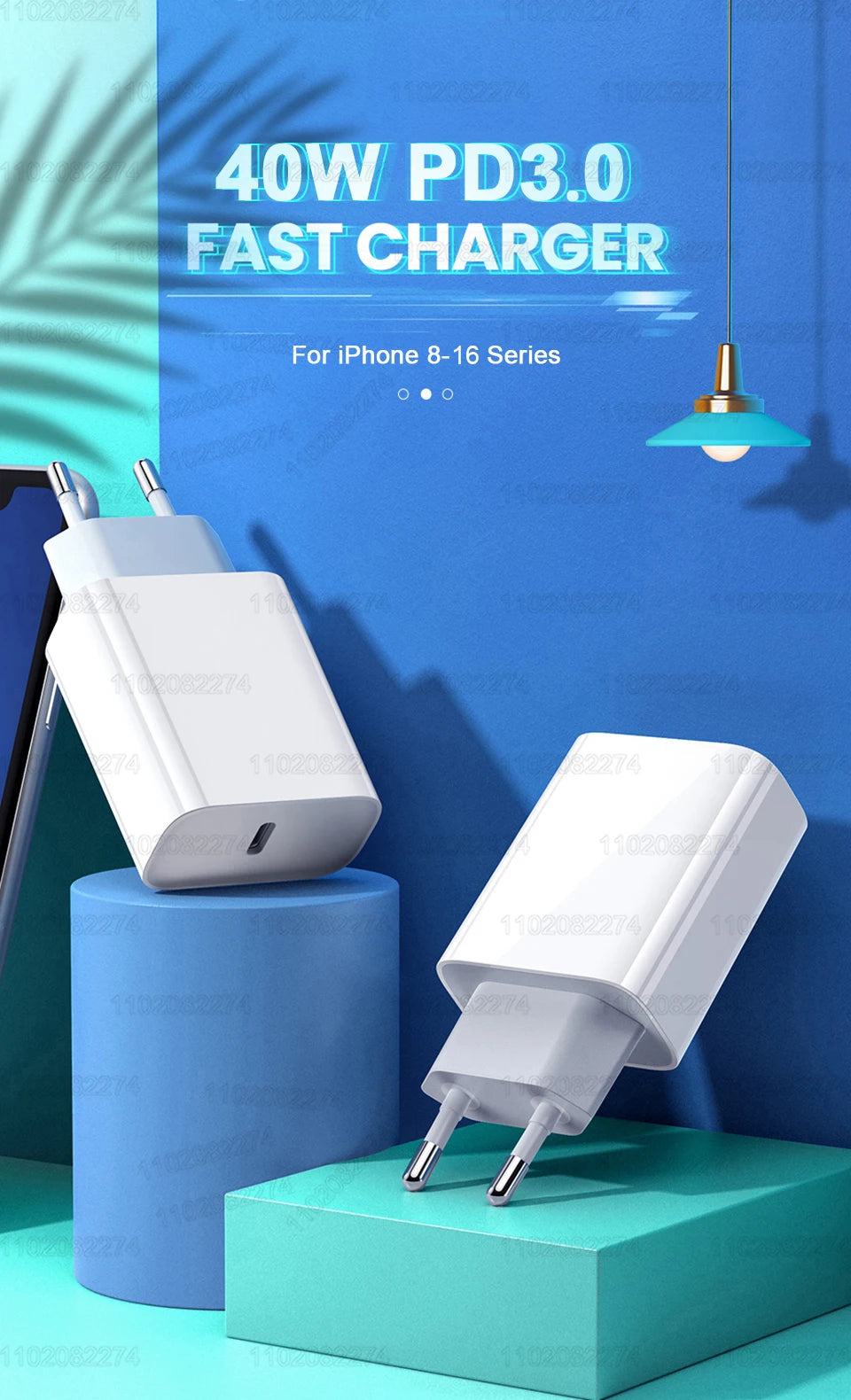 40W Fast Charger For iPhone 16 15 14 13 12 11 Pro Max USB-C Charger X XS XR 7 8 Plus USB Type C Cable Quick Charging Accessories