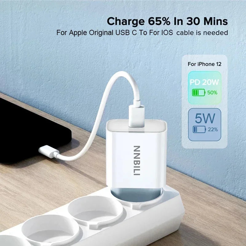 20W Fast Charger For iPhone 13 mini 12 11 pro 14 Pro Max Plus X XR XS USB Type C Fast Charging Charger Cable Accessories