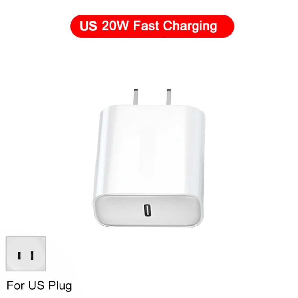20W Fast Charger For iPhone 13 mini 12 11 pro 14 Pro Max Plus X XR XS USB Type C Fast Charging Charger Cable Accessories