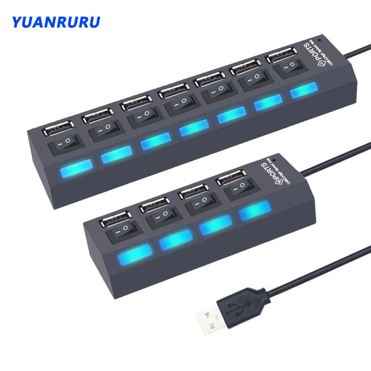 USB Hub USB Hub 2.0 Multi USB Splitter Hub USB Adapter USB Hub 7 Port Multiple Expander 2.0 USB Hub USB Port with Switch for PC