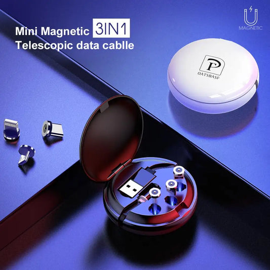 3 in 1 USB Cable Type C Magnetic Charger Micro USB Lightning Fast Charging Line Portable Cable