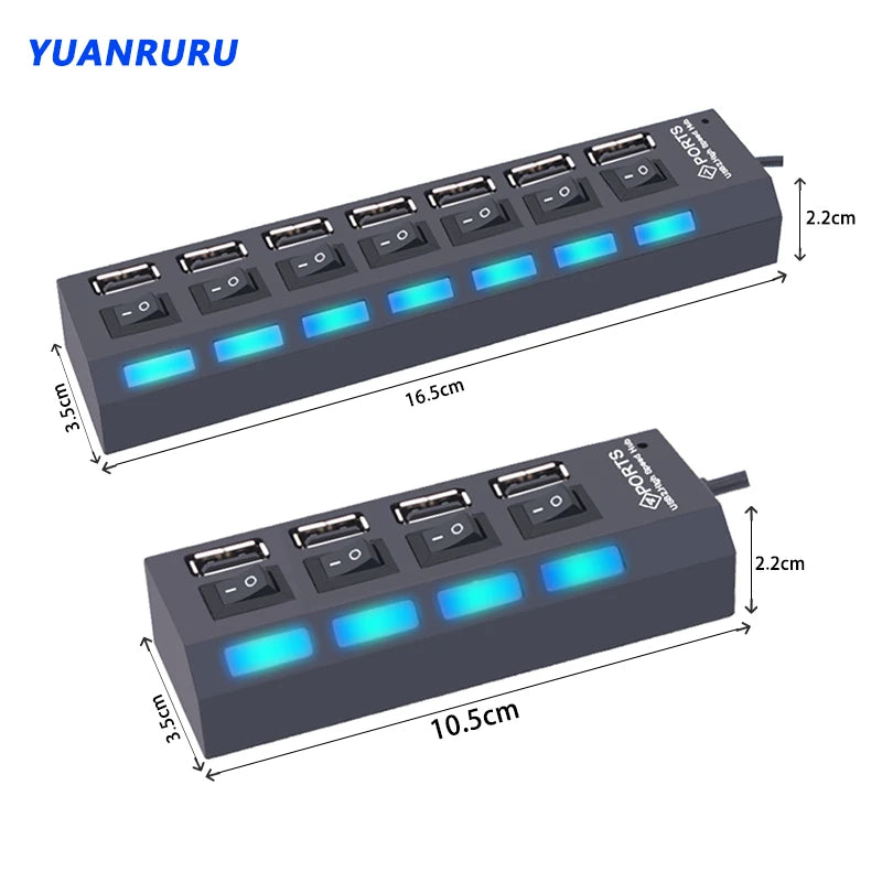 USB Hub USB Hub 2.0 Multi USB Splitter Hub USB Adapter USB Hub 7 Port Multiple Expander 2.0 USB Hub USB Port with Switch for PC