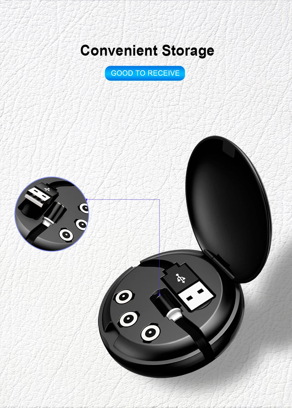 3 in 1 USB Cable Type C Magnetic Charger Micro USB Lightning Fast Charging Line Portable Cable