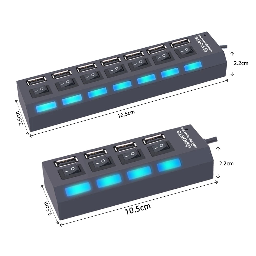 USB Hub USB Hub 2.0 Multi USB Splitter Hub USB Adapter USB Hub 7 Port Multiple Expander 2.0 USB Hub USB Port with Switch for PC