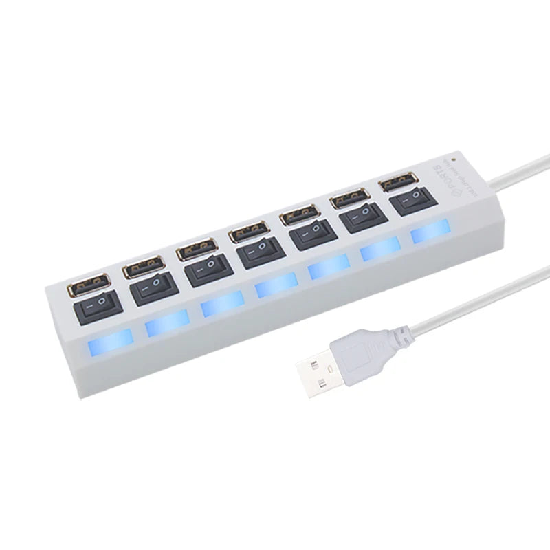 USB Hub USB Hub 2.0 Multi USB Splitter Hub USB Adapter USB Hub 7 Port Multiple Expander 2.0 USB Hub USB Port with Switch for PC