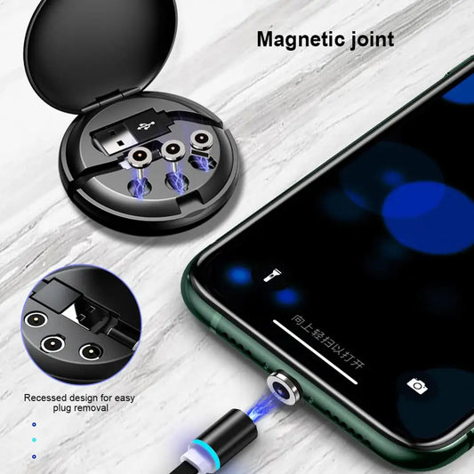 3 in 1 USB Cable Type C Magnetic Charger Micro USB Lightning Fast Charging Line Portable Cable