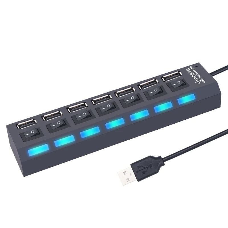 USB Hub USB Hub 2.0 Multi USB Splitter Hub USB Adapter USB Hub 7 Port Multiple Expander 2.0 USB Hub USB Port with Switch for PC