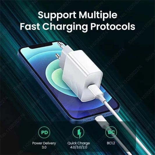 40W Fast Charger For iPhone 16 15 14 13 12 11 Pro Max USB-C Charger X XS XR 7 8 Plus USB Type C Cable Quick Charging Accessories