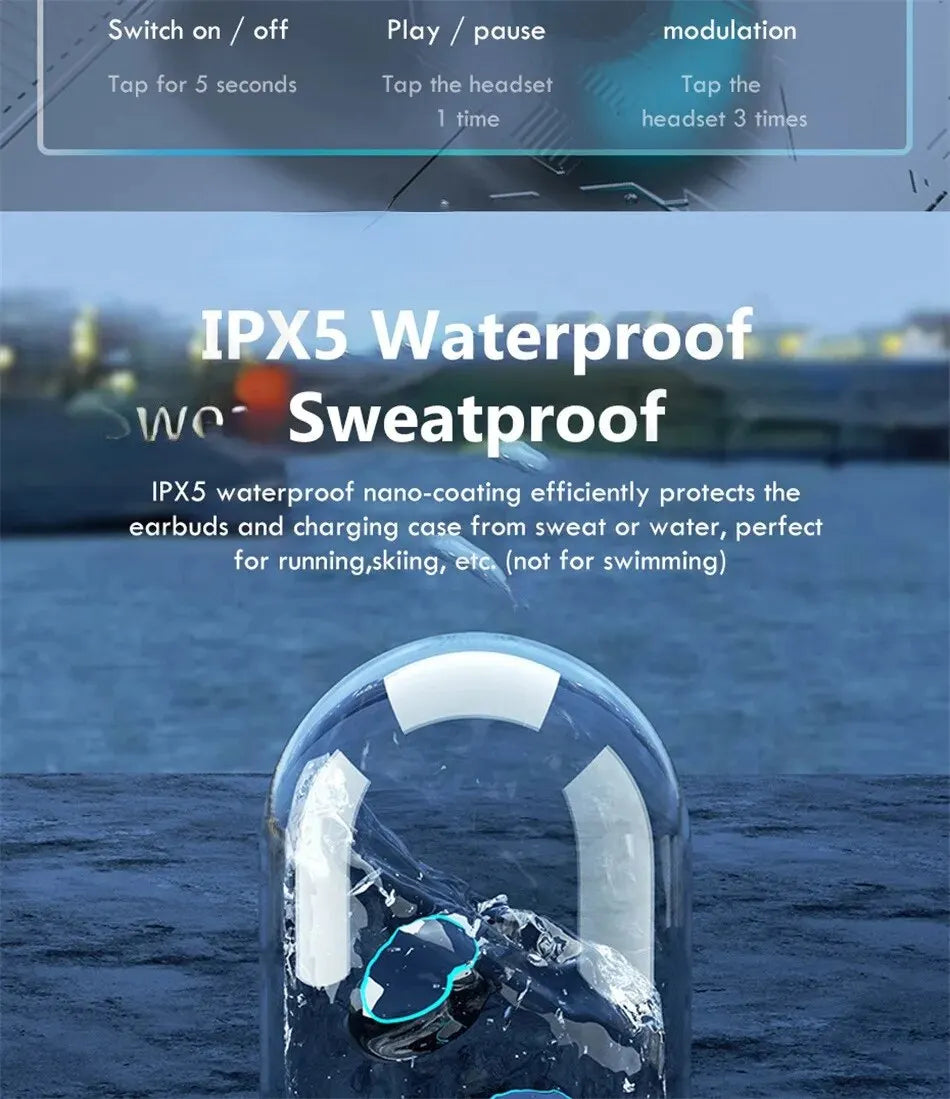 TWS Wireless Bluetooth Earphones, Gaming Earphones, Sports Earphones with Call Microphone 3D Surround Sound