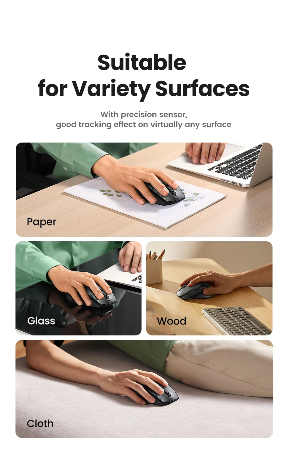 【NEW】UGREEN Wireless Mouse for Computer 1600DPI Silent Mouse with 2.4GHz USB Receiver for PC MacBook Tablet Laptop