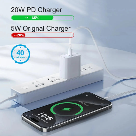 iPhone Fast Charger, 20W USB C Charger Block with USB C to Lightning Cable, Fast Compatible with iPhone14/13/12/11/XS/XR
