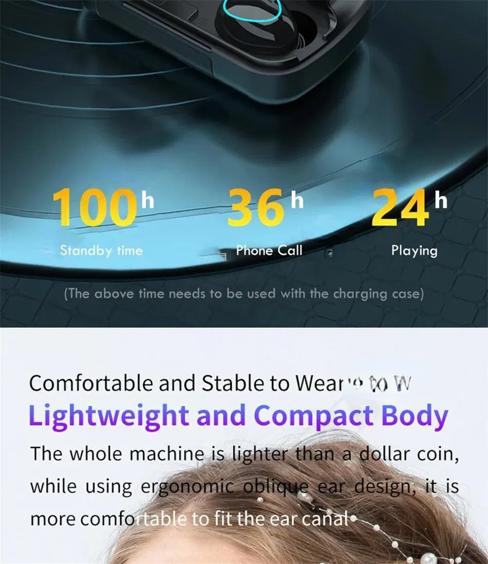 TWS Wireless Bluetooth Earphones, Gaming Earphones, Sports Earphones with Call Microphone 3D Surround Sound