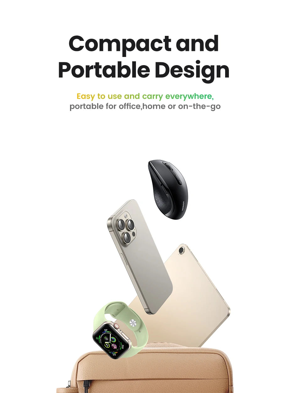 【NEW】UGREEN Wireless Mouse for Computer 1600DPI Silent Mouse with 2.4GHz USB Receiver for PC MacBook Tablet Laptop