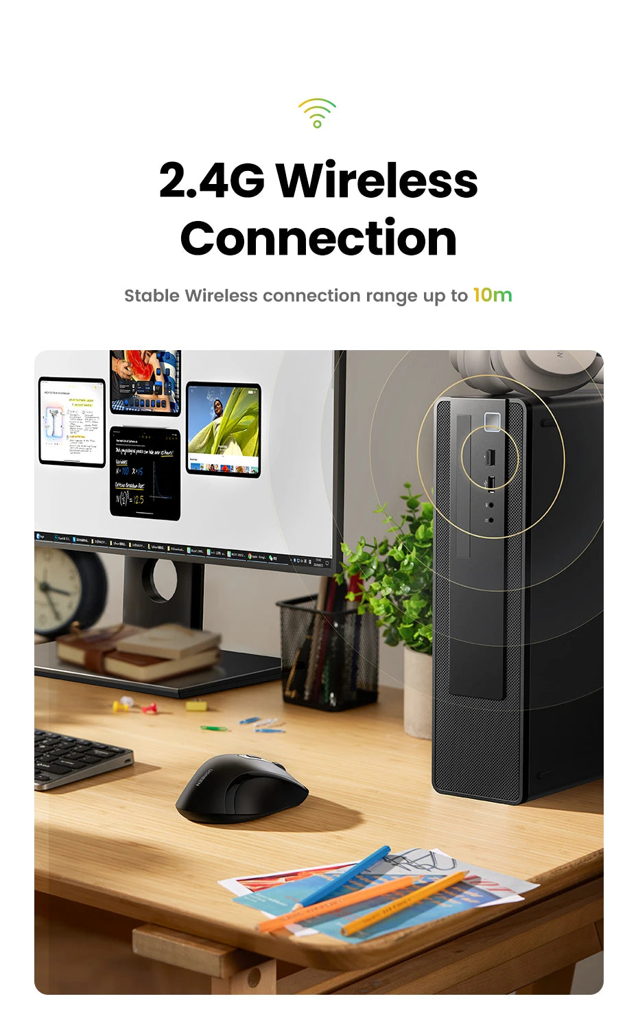 【NEW】UGREEN Wireless Mouse for Computer 1600DPI Silent Mouse with 2.4GHz USB Receiver for PC MacBook Tablet Laptop