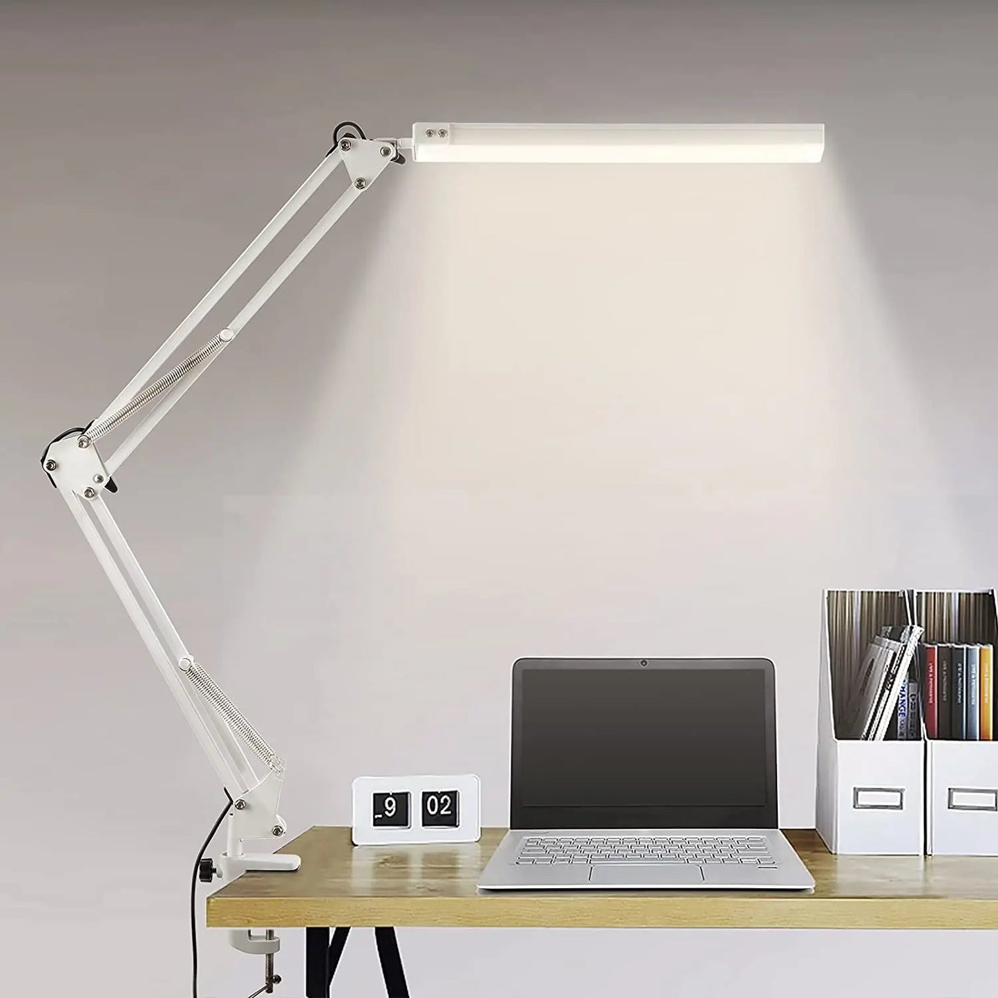 LED Desk Lamp with Clamp,Eye-Caring Table Lamps,Dimmable Office Lamp with USB Charging Port,3 Lighting Modes with 10 Brightness