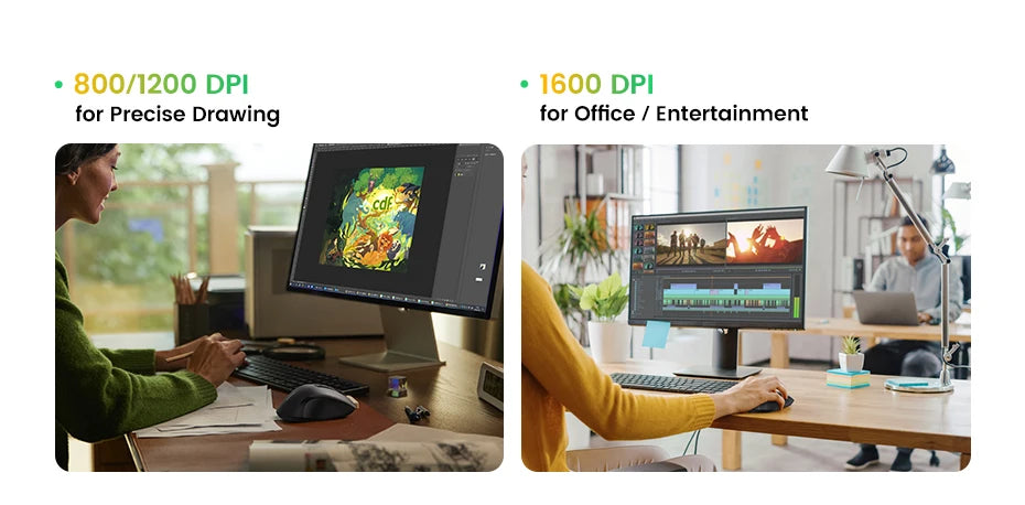 【NEW】UGREEN Wireless Mouse for Computer 1600DPI Silent Mouse with 2.4GHz USB Receiver for PC MacBook Tablet Laptop