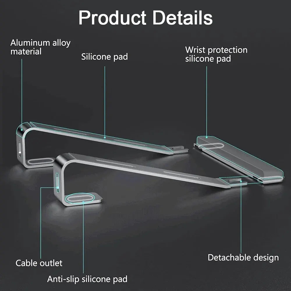 Ergonomic Laptop Stand Aluminum Alloy Laptop Stand  Aluminum Portable Laptop Stand for Base with Wrist Pad